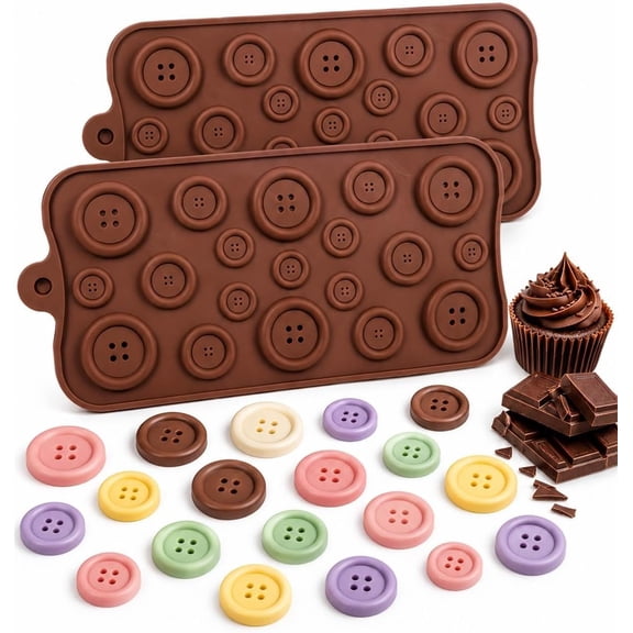 Button Chocolate Mold Silicone Molds 19 Cavity 4 Hole Candy Form for Cakes