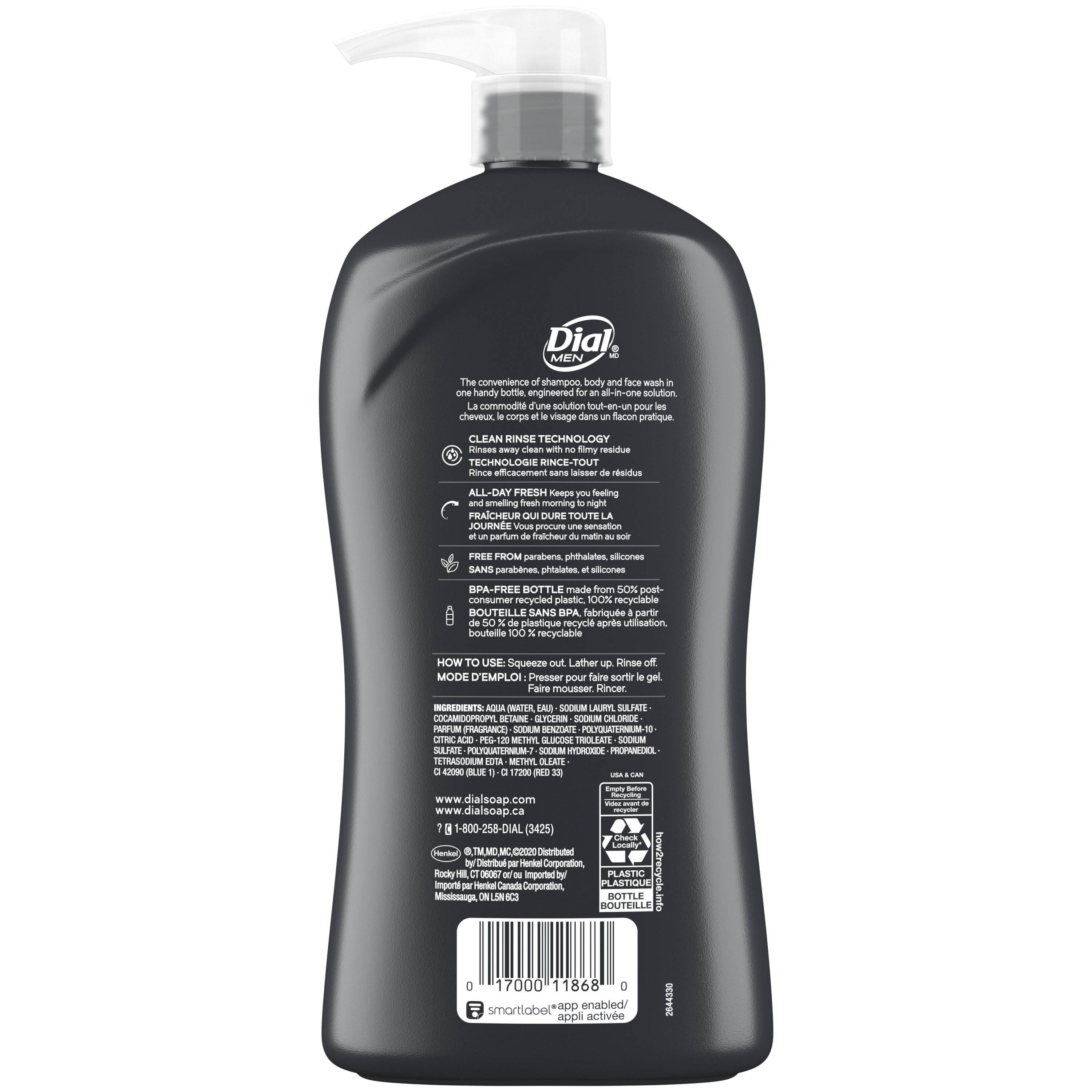 Dial Men 3in1 Body, Hair and Face Wash, Ultimate Clean, 32 fl oz - image 3 of 10
