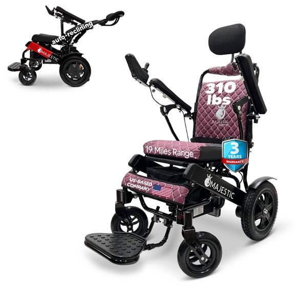 Auto Reclining Electric Wheelchair, 350 lbs Weight Capacity, 19 Miles Battery Range, Electric Wheelchairs for Adults, US Based Support, Remote Controlled Lightweight Wheel Chair, IQ-9000 by Majestic