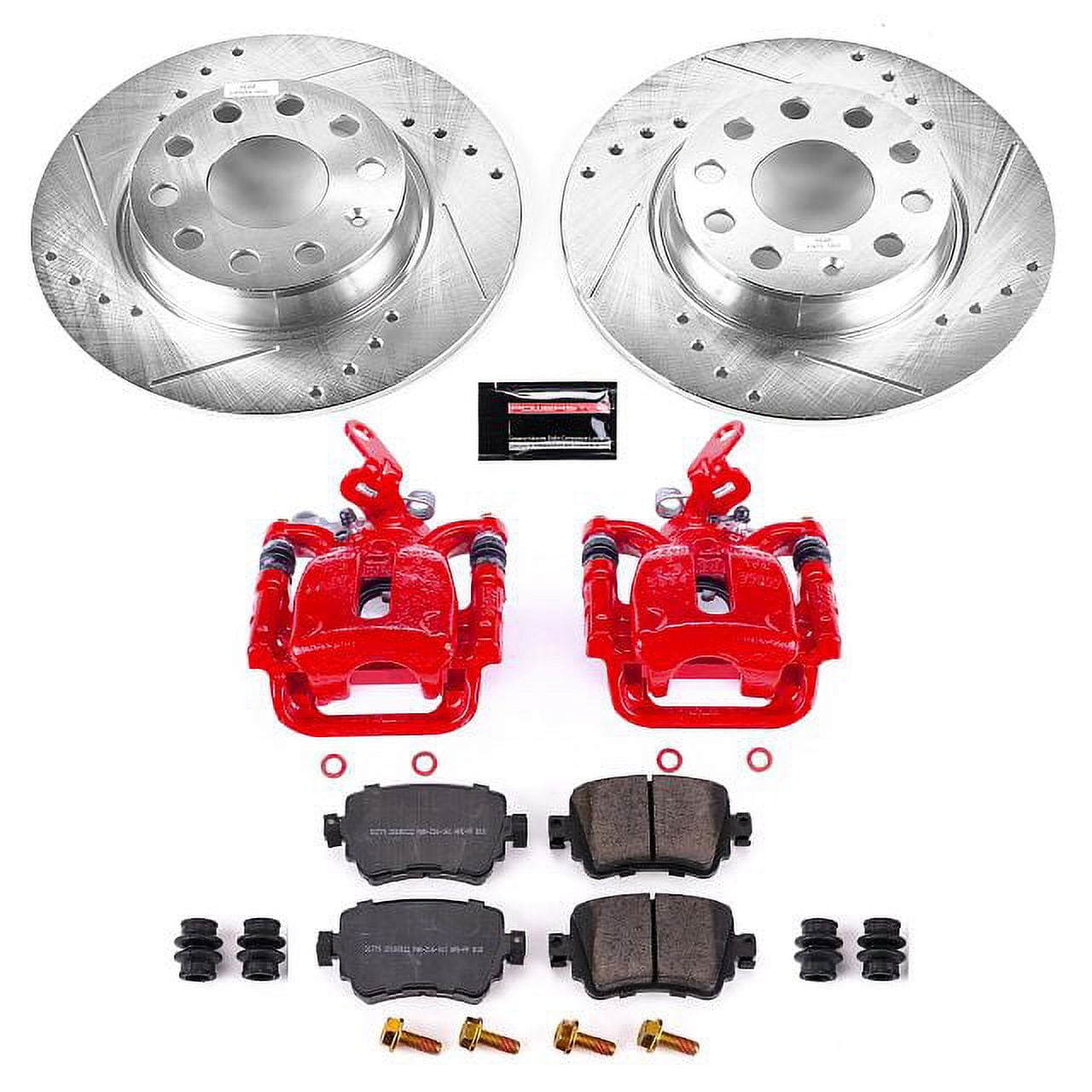 PowerStop Rear Z23 Evolution Sport Brake Pad and Rotor Kit with Red Powder Coated Calipers Fits: VOLKSWAGEN Select Models KC7053