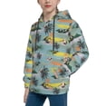 thumbnail image 2 of Lsque Hawaiian Style Patten Youth Hoodie Sweatshirt Pullover with Kangaroo Pocket Boys and Girls Hoodie Warm Hoodie for Kids-Medium, 2 of 6