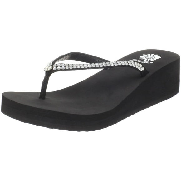 Yellow Box womens Custard Wedge Flip Flop, Black, 10 US