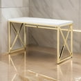thumbnail image 6 of Benjara Gracie 47 Inch Desk, White Rectangular Top, Metal Legs in Gold Finish, 6 of 6