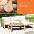 thumbnail image 2 of Demifill 3 Piece Patio Acacia Wood Sofa Set with Nylon Armrest, Sofa Set with Upgraded Thick and Washable Cushion, Modular and Sectional Furniture Set for Outdoor, White, 2 of 8