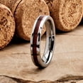 thumbnail image 2 of Metals Jewelry Men's / Women's 4mm Tungsten Carbide Rosewood Inlay Wedding Ring Comfort Fit Size 8, 2 of 7