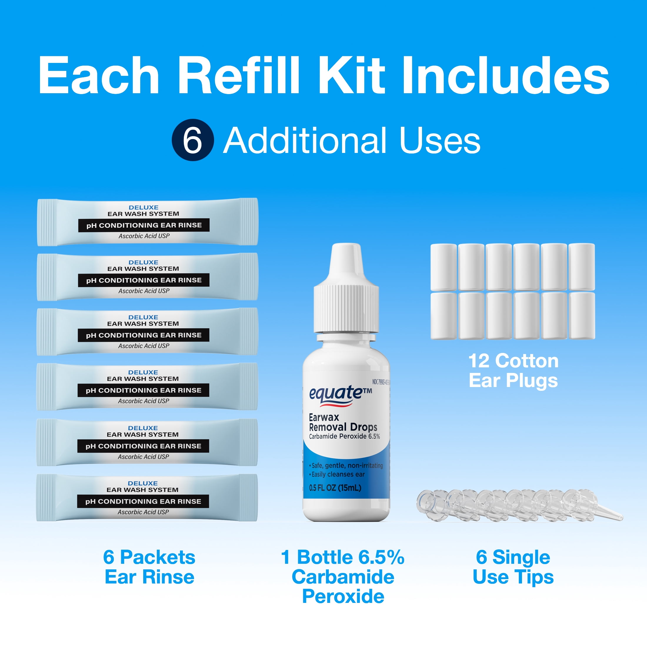 (2 pack) Equate Wax Removal Refill Kit for Wax-Rx Ear Wash System