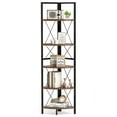 thumbnail image 1 of Gymax 5-tier Corner Display Rack Corner Ladder Bookshelf w/ Sturdy Metal Frame Brown & Black, 1 of 10