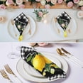 thumbnail image 3 of Yellow Lemon Cloth Napkins, Summer Botanical Black White Checkered Washable and Reusable Dinner Napkins Set of 6, Table Napkin for Kitchen Party Birthday Wedding Hotel Housewarming 20"x20", 3 of 9