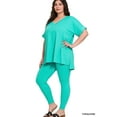 thumbnail image 2 of Zenana Women's V-Neck Short Sleeve & Leggings Comfy Loungewear Activewear Set, 2 of 3