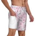 thumbnail image 3 of Picia Cute Rabbit Flower pattern Mens Swim Trunks with Compression Liner Stretch Beach Shorts Quick Dry with Zipper Pockets No-Chafing Board Shorts-Large, 3 of 9