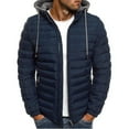 thumbnail image 1 of Mens Winter Down Jacket Lightweight Hooded Puffer Coat Warm Outwear Overcoat Zip, 1 of 2