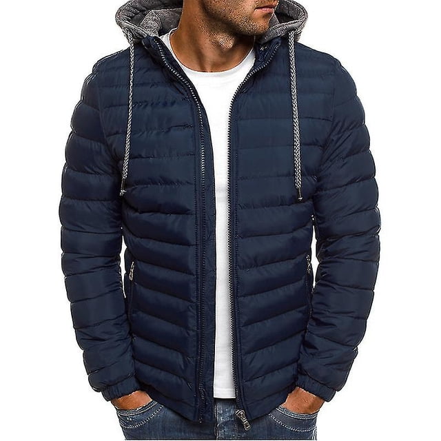 Mens Winter Down Jacket Lightweight Hooded Puffer Coat Warm Outwear Overcoat Zip