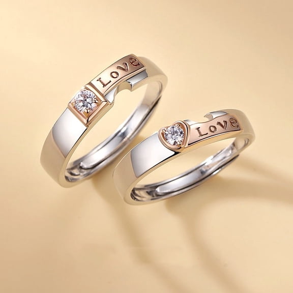 Korean Version Of Love Heart-shaped English Letters Love Men And Women Pair Ring Ring