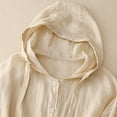thumbnail image 4 of Women's Cotton Linen Botton Blouse UPF 50+ Sun Protection Hoodie Solid Color Long Sleeve Lightweight Clothing, 4 of 7