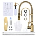 thumbnail image 7 of Wowow 20.7 in.Single Handle Convenient Pull Down Sprayer Kitchen Faucet in Brushed Gold with Soap Dispenser, 7 of 7