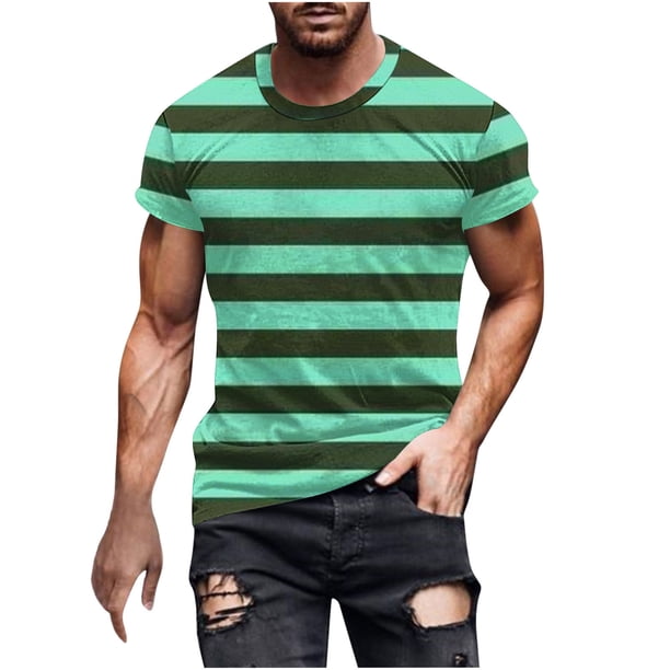 Camisetas de Manga Larga para Hombres Imprimir Fallow Cuello Redondo Camiseta, Moda Casual Manga Corta Mezcla de Algodón/Lino