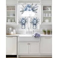 thumbnail image 3 of Blue Spring Floral Swag Kitchen Curtains Sets for Windows 24 Inch Length, Summer Flowers Vintage Short Window Curtain Panels Swags Valances and Tiers 3 Piece Set for Cafe/Dining Room, 3 of 5