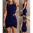 thumbnail image 4 of YAZI Women Casual Dress Crew Neck Ruched Summer Sleeveless Tank Bodycon Shirt Short Mini Dresses, 4 of 12