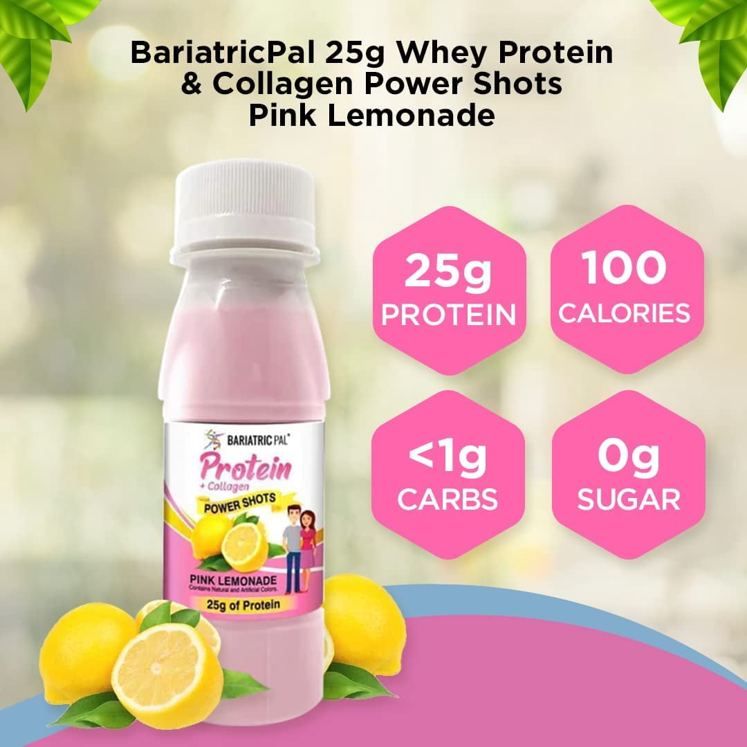 BariatricPal 25g Whey Protein & Collagen Power Shots - Pink Lemonade Size: 12-Pack