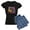 With Blue Strpe Pant, variant on CafePress - Mad Chick 3L Breast Cancer Women's Dark Pajamas - Women's Short Sleeve Print T-Shirt and Pants Dark Cotton Pajama Set