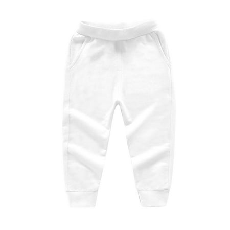 Babcutegg Boys Pants Soild Color Side Pockets Jogger Pants Toddler Boys Outwear White