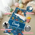 thumbnail image 3 of KAINSY Personalized Toddler Nap Mat, Custom Name Sleeping Bag with Removable Pillow & Blanket, Roll Up Nap Mat for Boy Girl, Preschool Daycare Kindergarten, Construction Car, 3 of 4