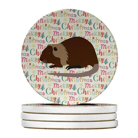 

Carolines Treasures WDK2724RCS4 4 x 4 in. Unisex Coypu Nutria River Rat Christmas Large Sandstone Coasters - Pack of 4