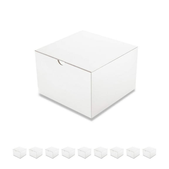 PKGSMART 10 White Small Gift Boxes with Lids, Bridesmaid Proposal Boxes, 6x6x4 inches