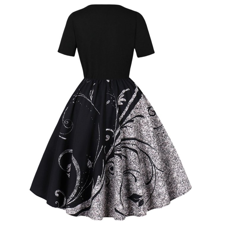 Hvot&aat 50s Style Dresses for Women Vintage Short Puff Sleeve Square Neck Swing Dress Cocktail Prom Dress - Walmart.com Hvot&aat 50s Style Dresses for Women Vintage Short Puff Sleeve Square Neck Swing Dress Cocktail Prom Dress - Walmart.com