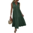 thumbnail image 4 of GXFC Women Swing Dress Sleeveless V Neck Button Tank Dress Summer Loose A-line Midi Dress Sundress for Women Beach, 4 of 5