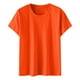 thumbnail image 4 of Blusas Umfun para mujer, color liso, cuello redondo, manga corta, blusa informal versátil, naranja, talla XL, 4 of 4