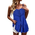 thumbnail image 1 of adviicd Débardeurs Sans Manches pour Femmes Débardeur Camisole à Bretelles Spaghetti Basique Col Rond Soyeux Bleu, TG, 1 of 2