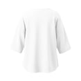 thumbnail image 6 of Turilly Women's Casual Cotton Linen 3/4 Sleeve Button Up T-Shirts Solid Color Loose Fit Open Front Top with Pockets, 6 of 6