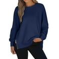 thumbnail image 2 of Women Causal Fleece Jacket Pullover Crewneck Fuzzy Blouse Long Sleeve Oversized Drop Shoulder Warm Thick Fall Winter Sweatshirt, 2 of 9