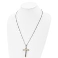 thumbnail image 4 of Stainless Steel Curb Necklace with Pendants Chain Chisel Polished Yellow IP-plated Crucifix Pendant on a 24 inch 36.57 mm, 4 of 5