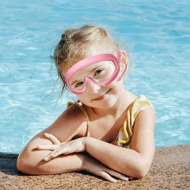 Adult Swimming Goggles Large Frame Diving Glasses Water Drop Cap Set with -Fog Features