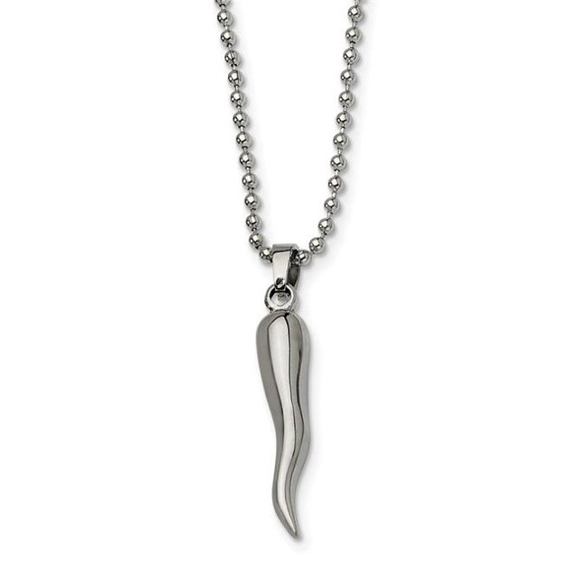 Collier en Acier Inoxydable de 22 Po en Corne d'Italie