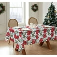 thumbnail image 4 of Decorative Tablecloth, Wrinkle and Stain Resistant, Spillproof Water Repellent, Easy Care Washable Polyester Fabric for Dining, Kitchen, Holiday and Party, 60" x 84", Christmas Floral, 4 of 6