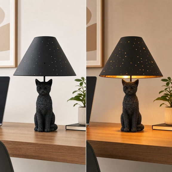 EWASWON Resin Halloween Table Lamp, Plug in Gothic Desk Lamp with Warm Light, Spooky Decor Night Light for Bedroom