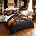 thumbnail image 2 of Manfei Woodland Animals King Bedding, Rustic Lion Sheep King Bed in a Bag, Dark Brown, Reversible, 7-Piece, 2 of 6