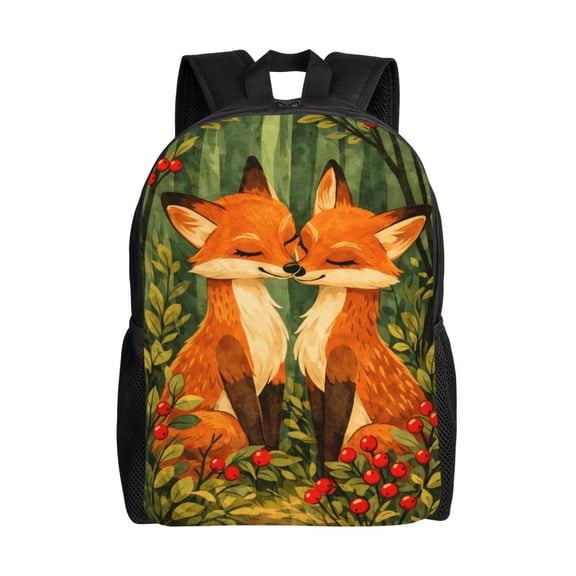 Cute Foxes Backpack Full Front Print Travel Laptop Bag for Men and Women