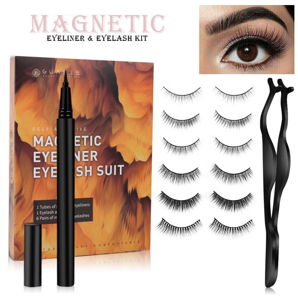 6 Pairs Eyeliner and Eyelashes Kit, for Lashes Set