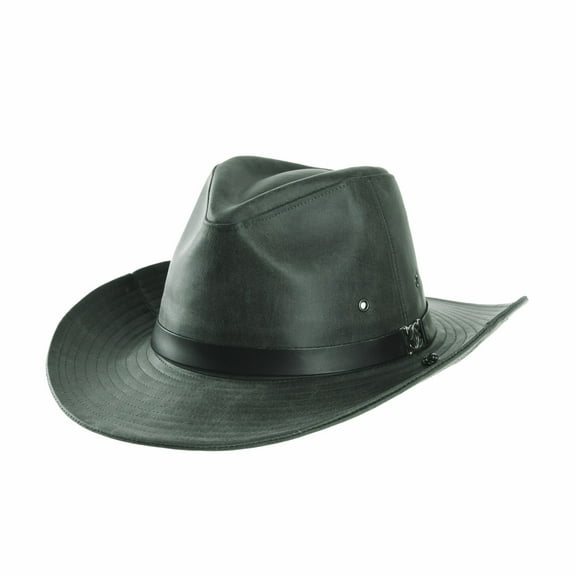 WITHMOONS Faux Leather Indiana Jones Hat Outback Hat Fedora CD8859 (Green)