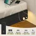 thumbnail image 5 of CSZZD Floating California King Bed Frame with LED Lights & Storage Drawers, Cal King Upholstered Platform Metal Bed Frame with Charging Station, No Spring Needed, Easy Assembly, Noise-Free, Dark Gray, 5 of 8