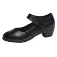 thumbnail image 1 of Women Comfortable Single Shoes Square Heel Pure Color Shoes Round Toe Work Shoes, 1 of 9