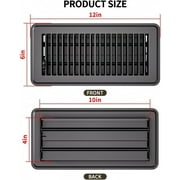 Black Premium Steel Adjustable 4 x 10 Floor Register Vent Cover 6-Pack for Home