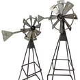 thumbnail image 6 of S/2 Windmill Metal Art Statues Small Rustic Home Business Room Shelf Table Window Indoor Outdoor Decor 12" & 10" H, 6 of 8