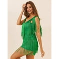 thumbnail image 3 of Women 1920s Dance Dress Sequin Tassel Fringe Flapper Latin Rumba Dress Tango Ballroom Dancing Dresses Green XXL, 3 of 6
