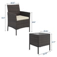 thumbnail image 5 of 3-Piece Rattan Patio Bistro Set, All-Weather PE Rattan Furniture with 2 Chairs & Coffee Table, Soft Cushions, Weather-Resistant for Balcony, Backyard, Porch, 5 of 26