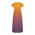 thumbnail image 5 of TMOYZQ Women's Short Sleeve Linen Maxi Dress Gradient Color Crew Neck Long T-Shirt Dress Summer Loose Casual Dress with Pocket, 5 of 5